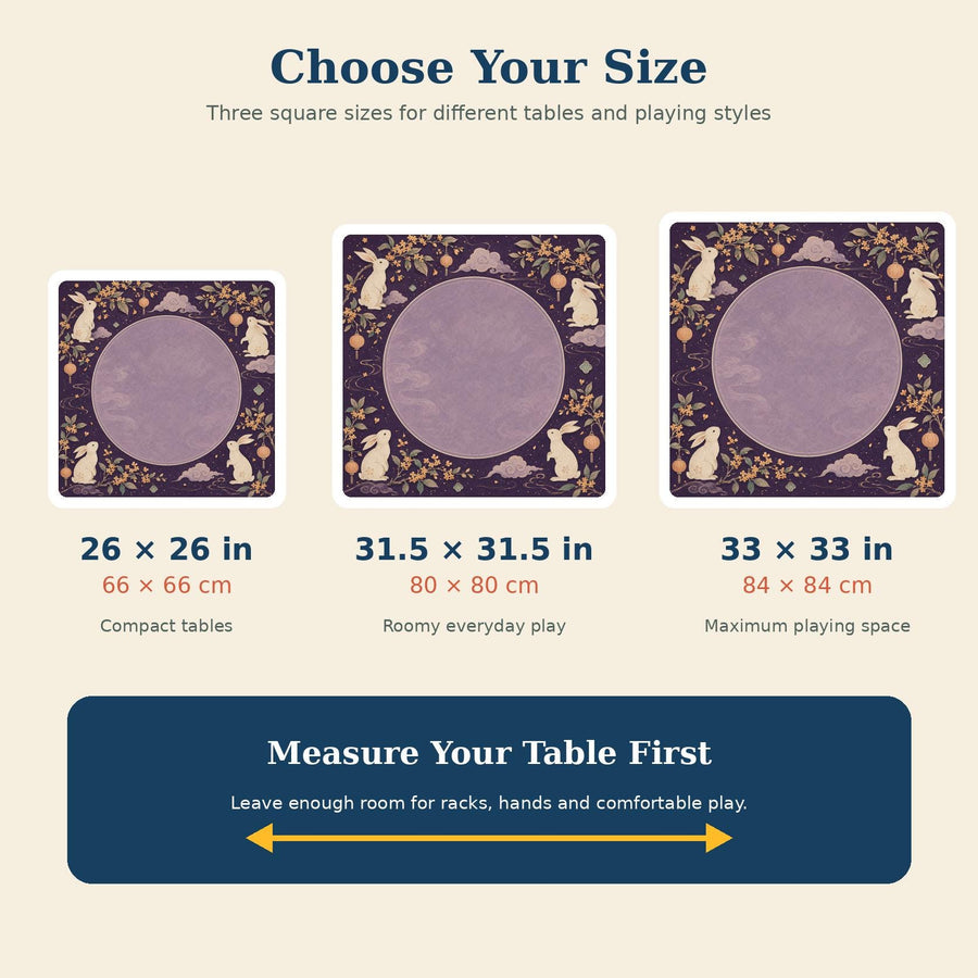 Moon Rabbit Festival Mahjong Mat – Purple Lantern Rabbit Vegan Leather product detail