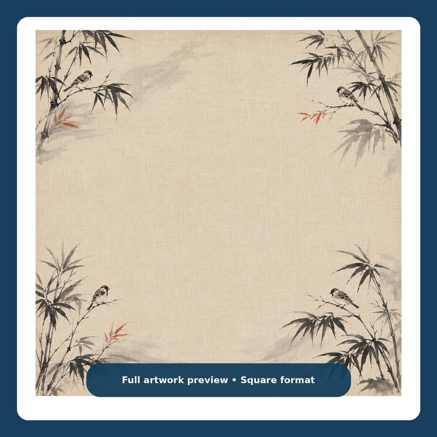 Quiet Bamboo Ink Mahjong Mat – Japanese Sumi Ink Bird Vegan Leather product detail