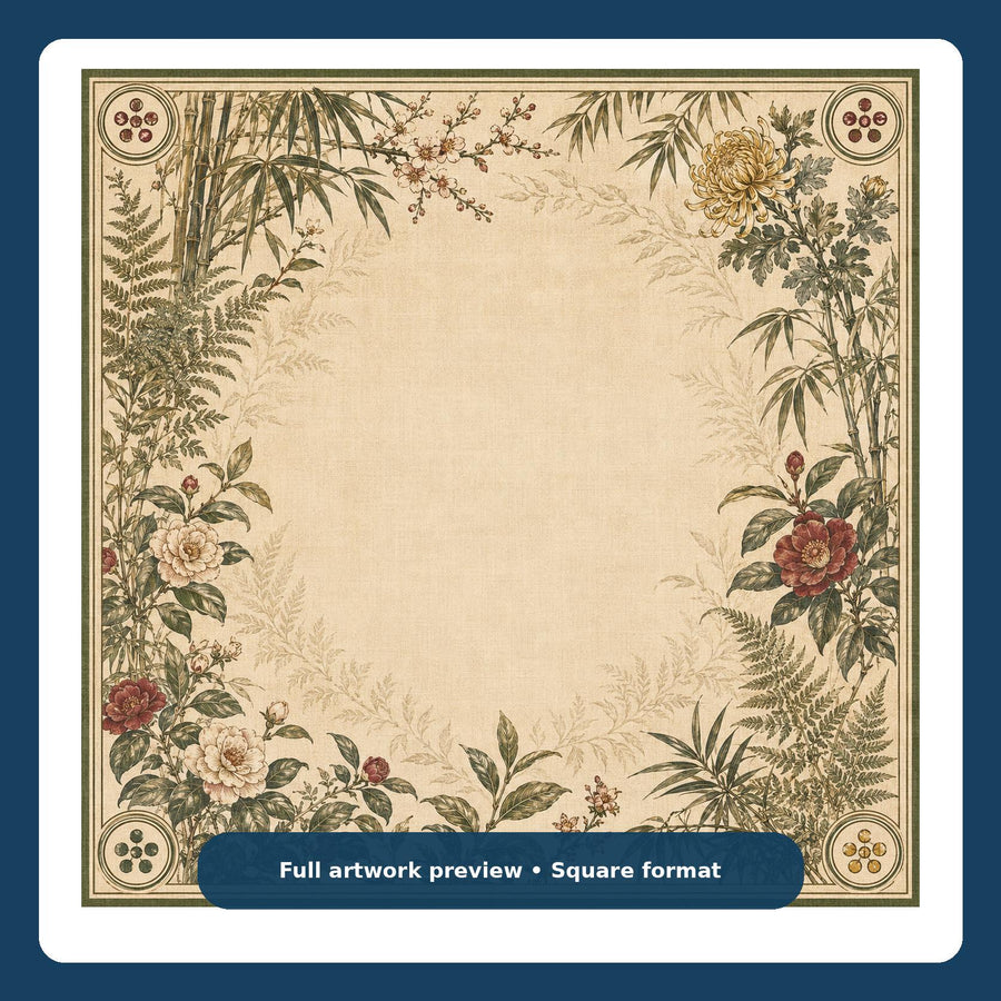 Victorian Herbarium Mahjong Mat – Vintage Botanical Vegan Leather product detail