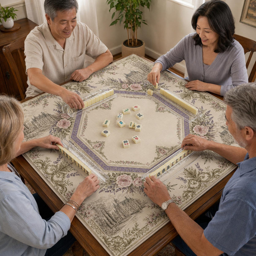 Lavender Chateau Mahjong Mat – French Rose Garden Vegan Leather product detail