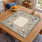 Delft Blue Songbird Mahjong Mat – Vintage Botanical Vegan Leather product detail