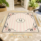 Personalized Coquette Mahjong Mat – Pink Stripe Rose Bow Monogram product detail
