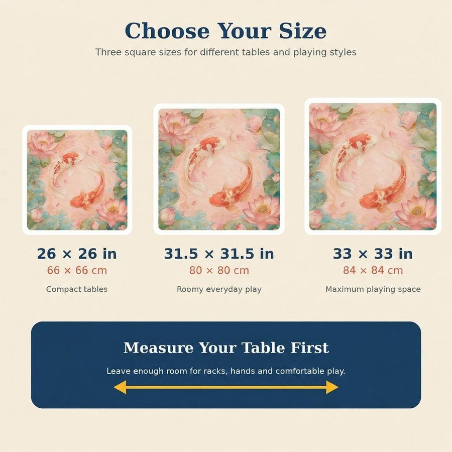 Pink Koi Lotus Mahjong Mat – Elegant Water Garden Vegan Leather product detail