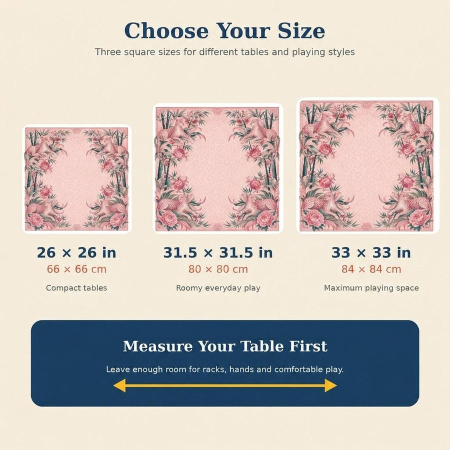 Pink Leopard Chinoiserie Mahjong Mat – Bamboo Peony Vegan Leather product detail