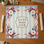 Personalized Red Bow Floral Mahj Club Mahjong Mat product detail