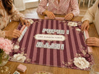 Personalized Burgundy Mahjong Mat – Vintage Floral Stripe product detail