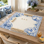 Blue Tile Mahjong Mat – Coastal Garden & Sailboat product detail