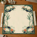 Art Deco Crane Mahjong Mat, Magnolia Fan Botanical Game Table, 31.5 Inch