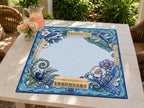 Blue Majolica Mahjong Mat – Bird Dragonfly Floral product detail