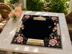 Personalized Black Rose Mahjong Mat – Luxury Bow Monogram Victorian product detail