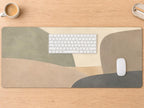 Minimalist Abstract Desk Mat, Neutral Sage Green Vegan Leather Desk Mat, Modern Office Decor