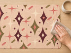 Retro Starburst Desk Mat, Mid Century Modern Vegan Leather Desk Mat, Atomic Office Decor