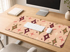 Retro Starburst Desk Mat, Mid Century Modern Vegan Leather Desk Mat, Atomic Office Decor