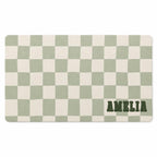Personalized Checkered Desk Mat, Custom Name Vegan Leather Desk Mat, 5 Color Options