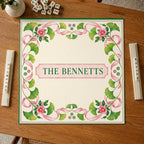 Personalized Pink Ribbon Ginkgo Floral Mahjong Mat – Custom Family Name product detail