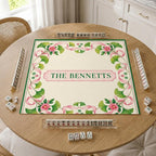 Personalized Pink Ribbon Ginkgo Floral Mahjong Mat – Custom Family Name product detail