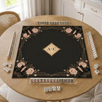 Personalized Coquette Mahjong Mat – Black Roses and Bows product detail