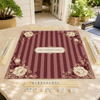 Personalized Burgundy Mahjong Mat – Vintage Floral Stripe product detail