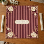 Personalized Burgundy Mahjong Mat – Vintage Floral Stripe product detail
