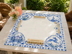 Blue Tile Mahjong Mat – Coastal Garden & Sailboat product detail