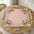 Pink Bow Mahjong Mat, Coquette Floral Game Table Design, 31.5 Inch