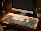 Southwestern Desert Desk Mat, Cactus Landscape Vegan Leather Desk Mat, Western Office Decor
