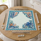 Coastal Mahjong Mat – Seahorse Octopus Coral Majolica product detail