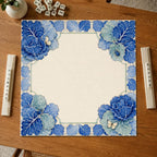 Blue Botanical Mahjong Mat – Cabbage Leaf Majolica Garden product detail