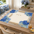 Blue Botanical Mahjong Mat – Cabbage Leaf Majolica Garden product detail