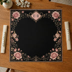Personalized Black Rose Mahjong Mat – Luxury Bow Monogram Victorian product detail