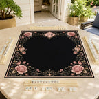 Personalized Black Rose Mahjong Mat – Luxury Bow Monogram Victorian product detail