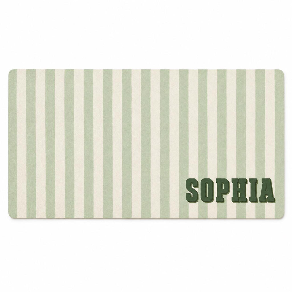 Personalized Striped Desk Mat, Custom Name Vegan Leather Desk Mat, 5 Color Options