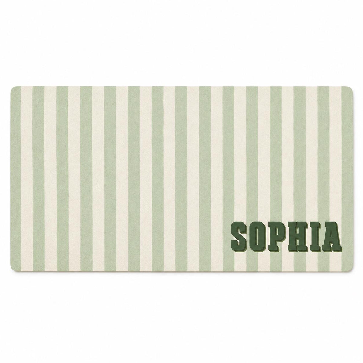 Personalized Striped Desk Mat, Custom Name Vegan Leather Desk Mat, 5 Color Options