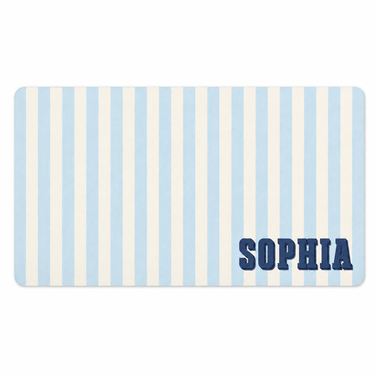 Personalized Striped Desk Mat, Custom Name Vegan Leather Desk Mat, 5 Color Options