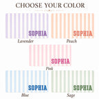 Personalized Striped Desk Mat, Custom Name Vegan Leather Desk Mat, 5 Color Options