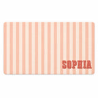 Personalized Striped Desk Mat, Custom Name Vegan Leather Desk Mat, 5 Color Options
