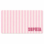 Personalized Striped Desk Mat, Custom Name Vegan Leather Desk Mat, 5 Color Options