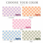 Personalized Checkered Desk Mat, Custom Name Vegan Leather Desk Mat, 5 Color Options