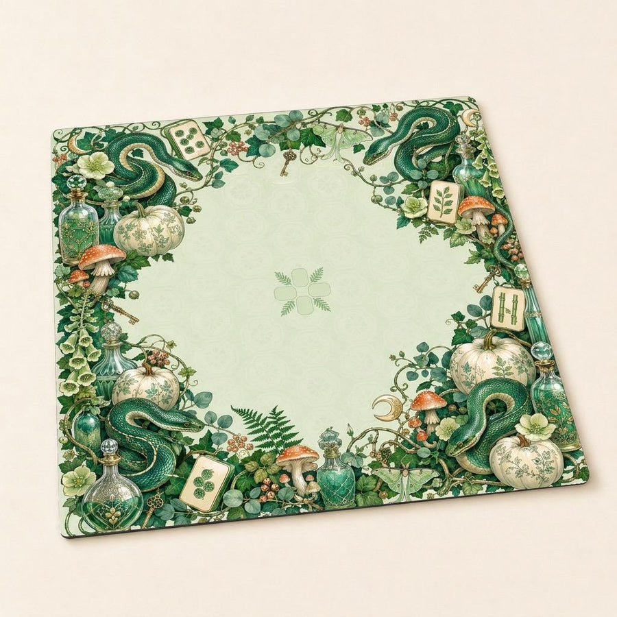 Emerald Snake Halloween Mahjong Mat – Botanical Apothecary Vegan Leather product detail