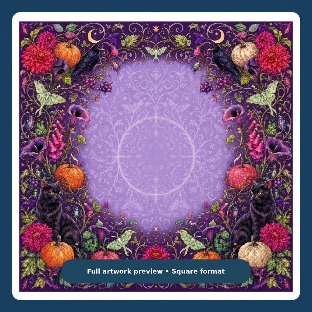 Purple Gothic Halloween Mahjong Mat Vegan Leather product detail