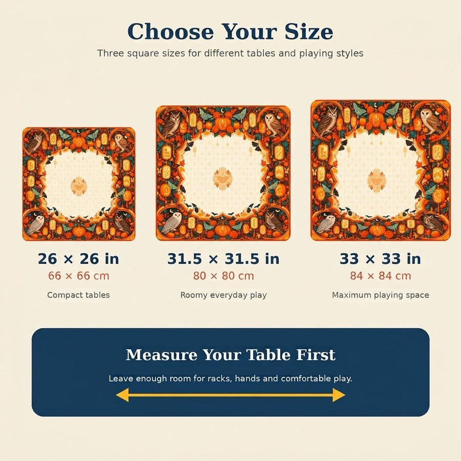 Orange Halloween Mahjong Mat – Owl Lantern Pumpkin Botanical Vegan Leather product detail