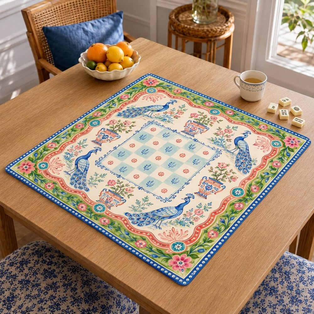 Chinoiserie Mahjong Mat – Grandmillennial Floral Vegan Leather product detail