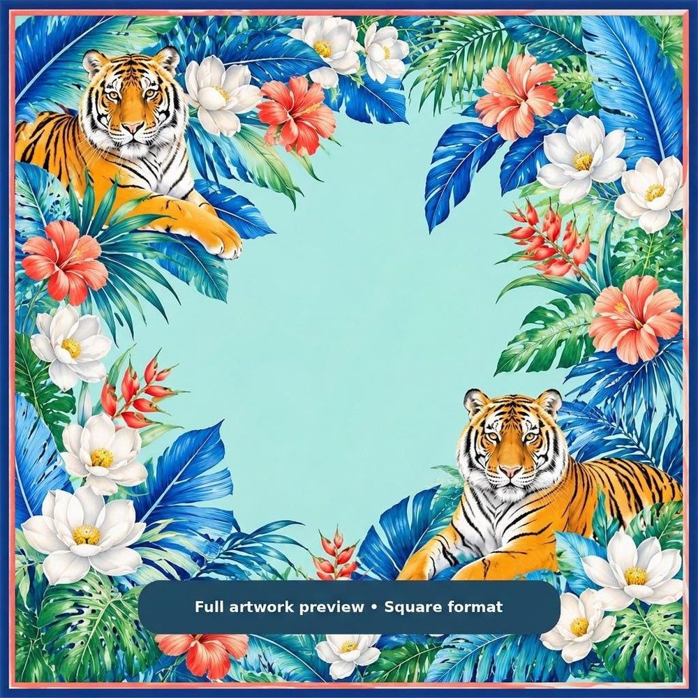 Tropical Tiger Mahjong Mat – Exotic Botanical Vegan Leather product detail