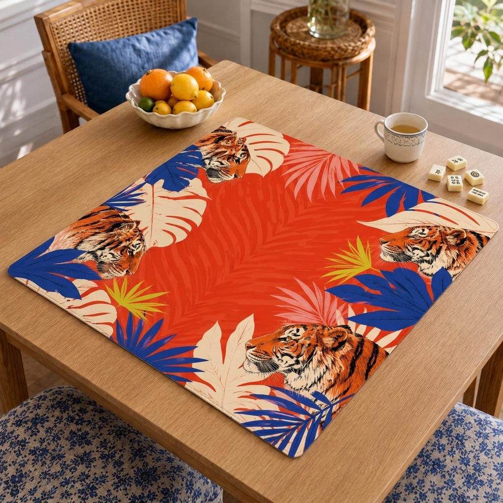 Red Blue Tiger Mahjong Mat – Tropical Vegan Leather product detail