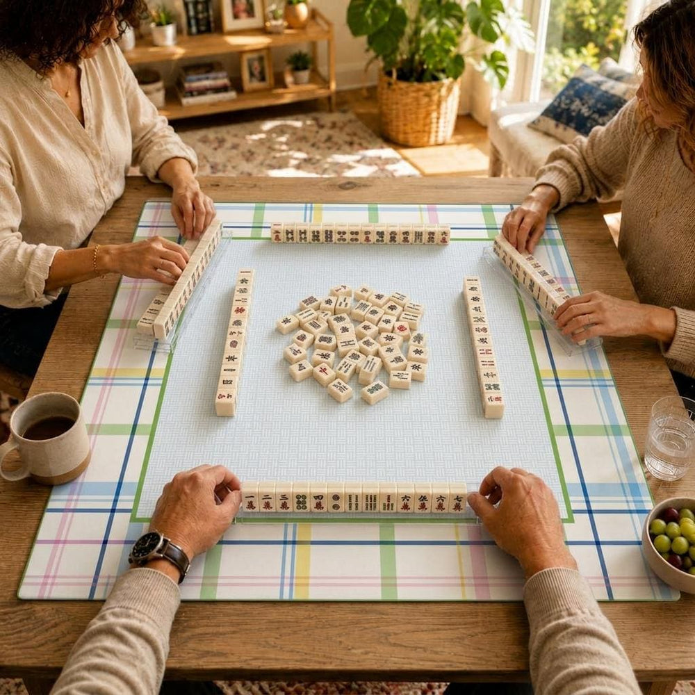 Country Club Mahjong Mat – Pastel Plaid Vegan Leather product detail