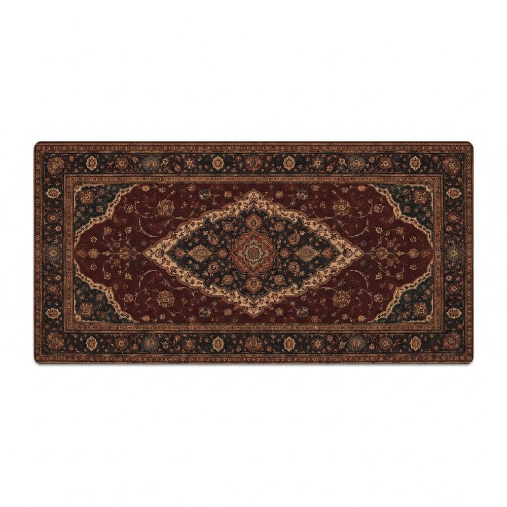 Vintage Persian Rug Desk Mat, Antique Carpet Vegan Leather Desk Mat, Traditional Office Decor