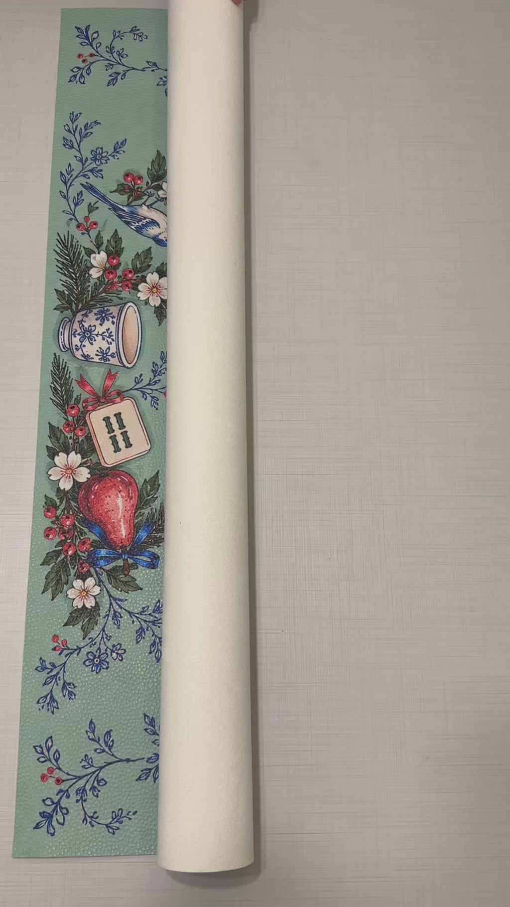 Green Merry Mahj Christmas Mahjong Mat Holiday Chinoiserie Vegan Leather