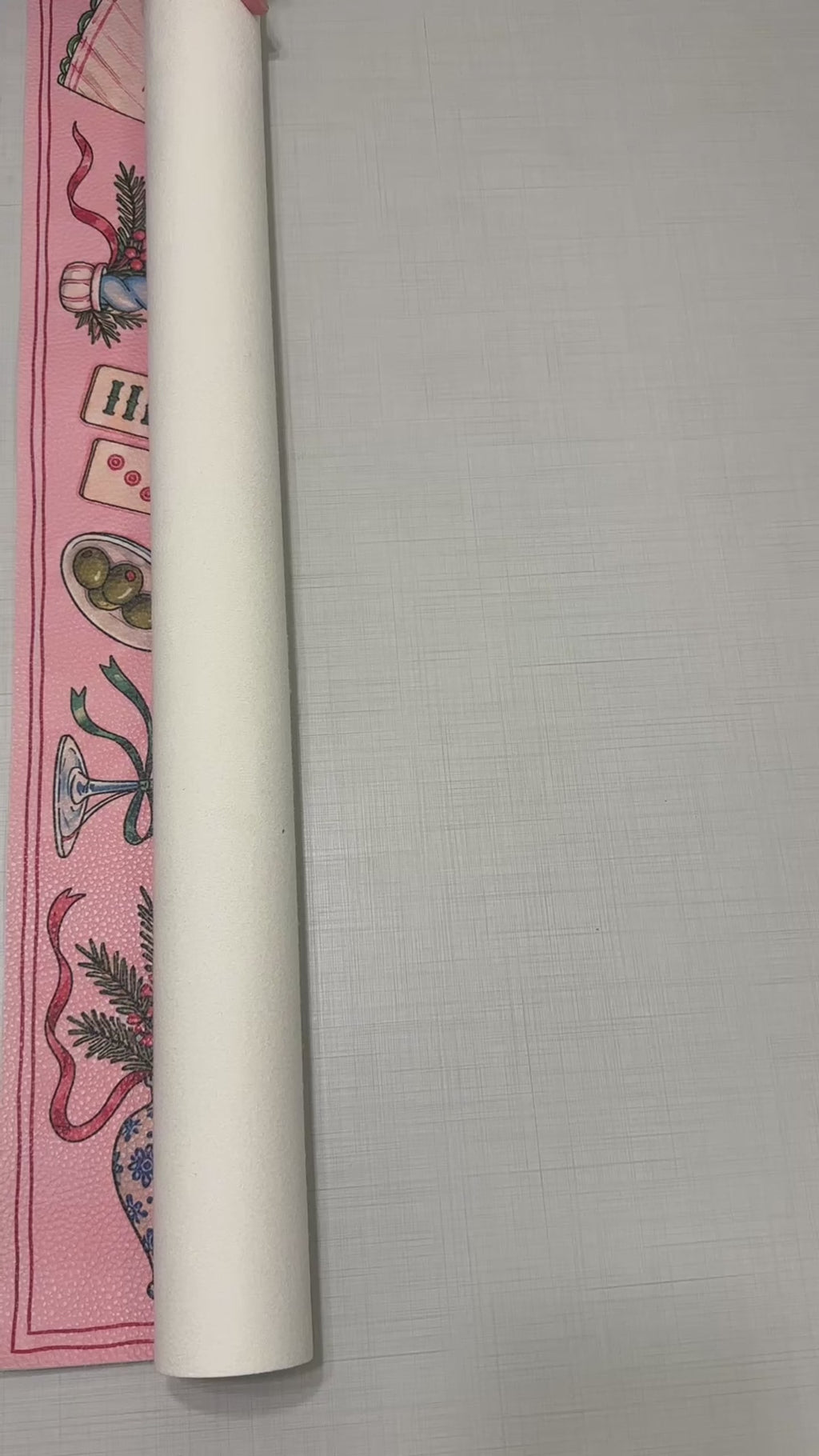Pink Merry Mahj Christmas Mahjong Mat Festive Cocktail Vegan Leather
