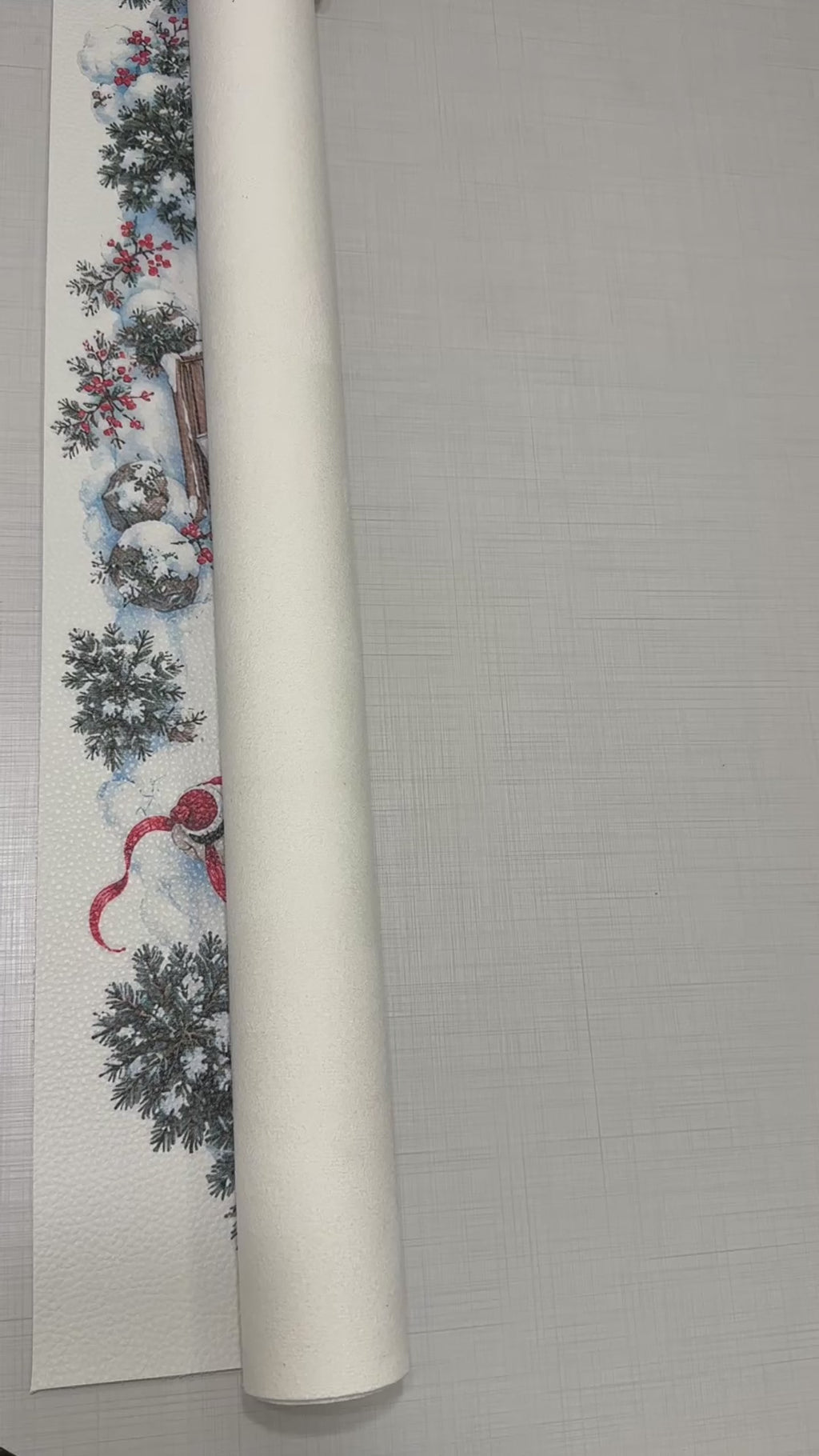 Winter Skating Pond Christmas Mahjong Mat Snowy Landscape Vegan Leather