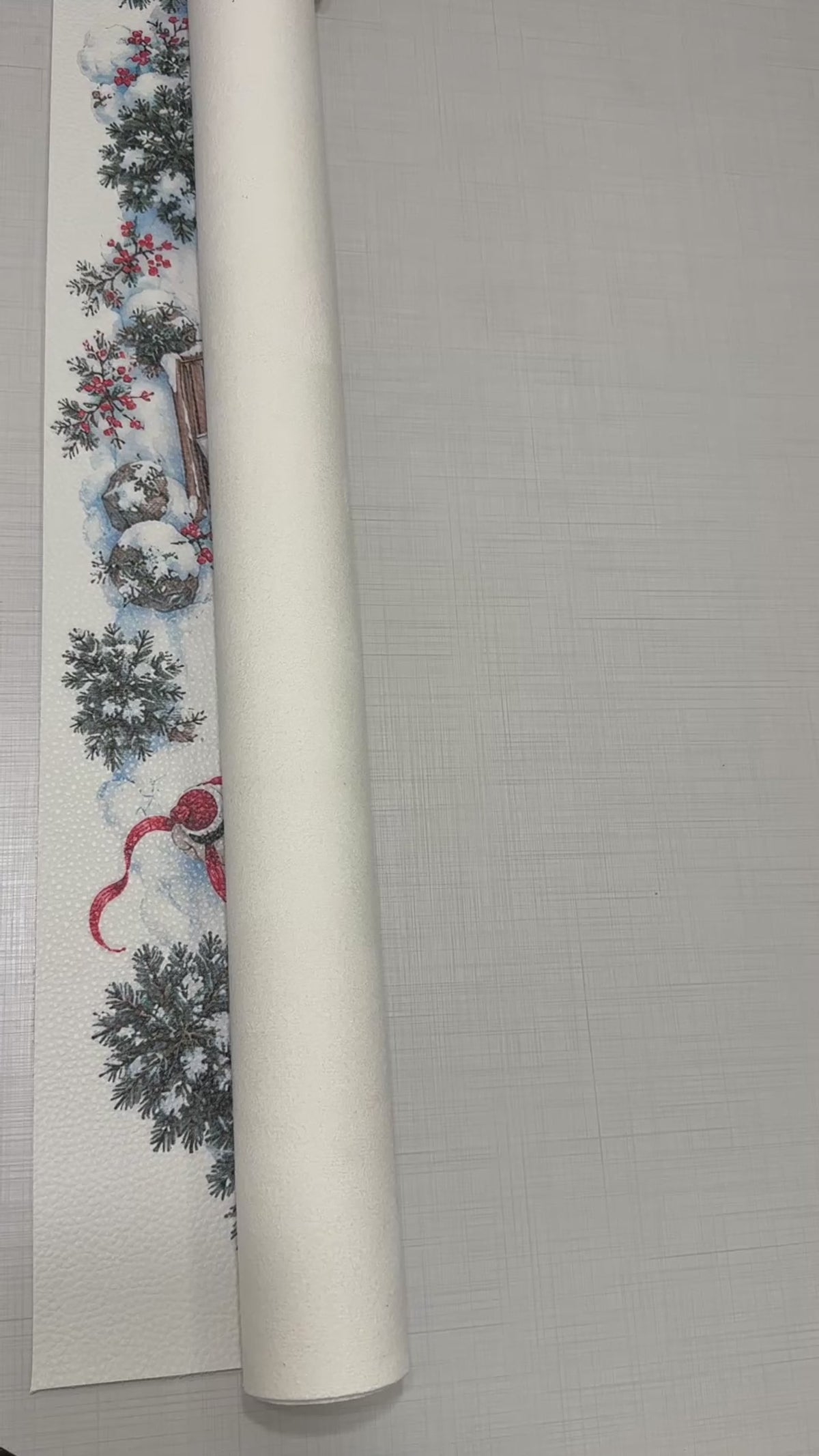 Winter Skating Pond Christmas Mahjong Mat Snowy Landscape Vegan Leather